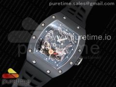 RM 51-01 Black Ceramic Tiger & Dragon KVF Best Edition on Black Rubber Strap MIYOTA8215
