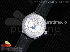 FiftySix Complete Calendar SS OXF White Dial on Black Leather Strap A23J