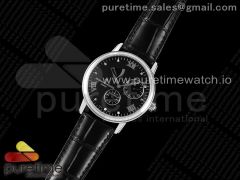 Patrimony Power Reserve SS OXF Best Edition Black Dial on Black Leather Strap A23J