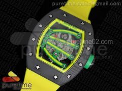 RM 059 Forge Carbon Yellow Inner Bezel Skeleton Dial on Yellow Rubber Strap 6T51
