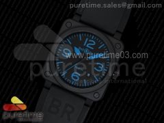 BR 03-92 PVD Black Dial Blue Markers on Black Rubber Strap MIYOTA 9015