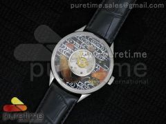 Metiers D'Art 40mm SS Black/White Dial on Black Leather Strap A2824