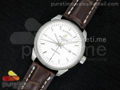 TransOcean SS 44mm White Dial on Brown Leather Strap A2824