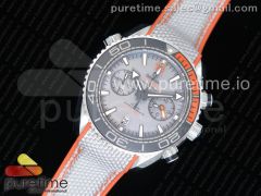 Planet Ocean Master Chronometer OMF SS Black/Orange Polished Bezel Gray Dial on Gray Nylon Strap A9900 (Black Balance Wheel) V2