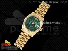 Day Date 36 YG DDF Best Edition Green Stone Dial on YG Bracelet A2836 Style 4
