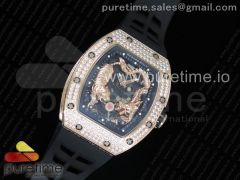 RM 51-01 RG Tiger & Dragon Diamonds Bezel KVF Best Edition on Black Rubber Strap MIYOTA8215