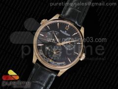 Master Geographic Real PR RG SWF 1:1 Best Edition Black Dial on Black Leather Strap A939