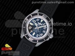 SuperOcean 42mm ZF 1:1 Best Edition Black Dial White Inner on Black rubber strap A2824