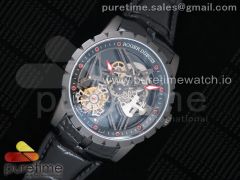 Excalibur Rddbex0393 PVD BBR Best Edition Skeleton Dial on Black Leather Strap A2136 Tourbillon