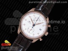 Portugieser Chrono Classic 42 RG IW3903 YLF Best Edition White Dial on Brown Leather Strap A7750