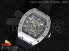 RM022 SS Skeleton Dial on Black Rubber Strap MIYOTA 9015