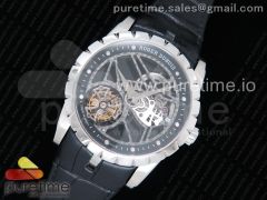 Excalibur Rddbex0393 SS JBF Best Edition Skeleton Dial on Black Leather Strap A2136 Tourbillon