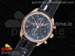 Portugieser Chrono Classic 42 RG IW3903 YLF Best Edition Black Dial on Brown Leather Strap A7750