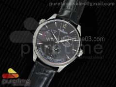 Master Geographic Real PR SS SWF 1:1 Best Edition Black Dial on Black Leather Strap A939