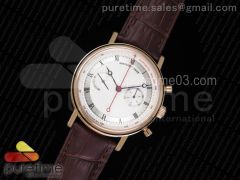 Classique Chrono RG White Dial on Brown Leather Strap Manual Winding Chrono Movement