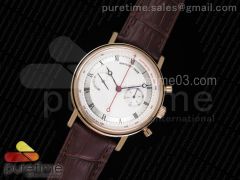 Classique Chrono RG White Dial on Brown Leather Strap Manual Winding Chrono Movement