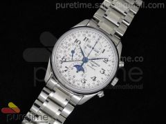 Master Moonphase Chronograph SS White Dial on Bracelet A7751