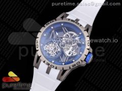 Excalibur Sports Tourbillon Titanium BBR Best Edition Skeleton Dial Blue on White Rubber Strap