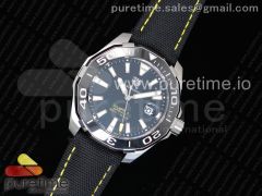 Aquaracer Calibre 5 Black SS V6F 1:1 Best Edition Textured Dial Ceramic Bezel on Nylon Strap A2824