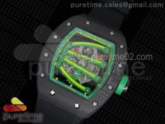 RM 059 Forge Carbon Green Inner Bezel Skeleton Dial on Black Rubber Strap 6T51