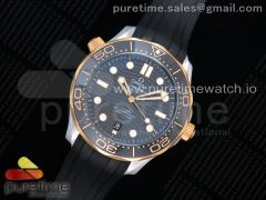 2018 Seamaster Diver 300M SS/YG VSF 1:1 Best Edition YG Bezel Black Dial on Black Rubber Strap A8800