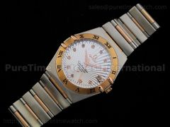 Constellation Mens 14K TT Quartz White Wavy Dial Roman Bezel