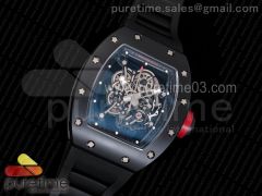 RM055 Real Ceramic Case KVF Best Edition Skeleton Dial Red on Black Rubber Strap MIYOTA8215