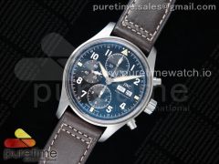 Pilot Chrono Spitfire IW387903 SS ZF 1:1 Best Edition Black Dial on Brown Leather Strap A7750