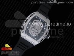 RM052 SS Sandblasted Skull Dial on Black Rubber Strap MIYOTA8215