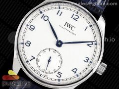 Portuguese IW358304 ZF 1:1 Best Edition SS White Dial Blue Markers on Blue Leather Strap A82200