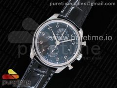 Portugieser Chrono Classic 42 IW3903 YLF Best Edition Black Dial on Black Leather Strap A7750