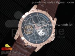 Excalibur RG JBF Best Edition New Crown Skeleton Dial on Black Leather Strap A2136 Tourbillon