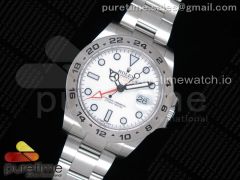 Explorer II 42mm 216570 Black 904L SS GMF 1:1 Best Edition White Dial on Bracelet A3186 (Correct Hand Stack)