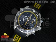Seamaster 300m Diver SS Black Dial Yellow Inner Bezel on Black Rubber Strap A7753