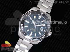 Aquaracer Calibre 5 Black SS 1:1 Best Edition Textured Dial Ceramic Bezel on SS Bracelet Swiss SW200