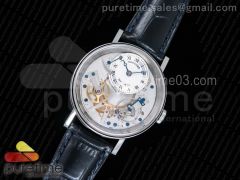 Tradition 7057BB/11/9W6 SS Real PR SF 1:1 Best Edition Silver Skeleton Dial on Blue Leather Strap A507