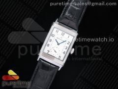 Reverso Two Face SS OXF Best Edition White Dial Circle Sub Dial on Black Leather Strap A2824